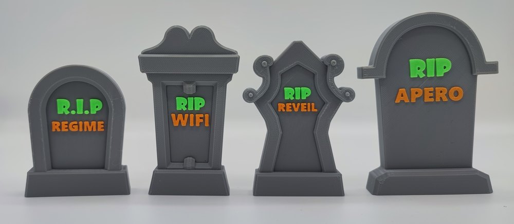 Set de pierres tombales « RIP » humoristiques